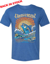 Load image into Gallery viewer, Stick Figure Collaboration "Wishin I was Fishin" T-shirt (Blue )